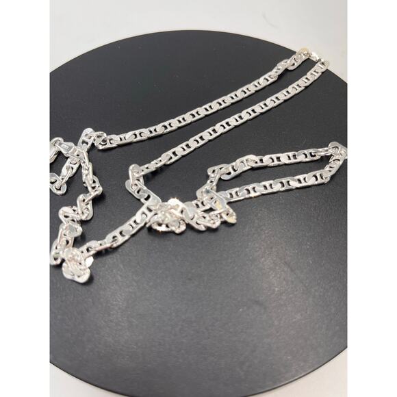 Sterling Silver 925 Italy Designer *1117 W Stamp Mariner Link Chain Necklace 24” - Picture 7 of 10